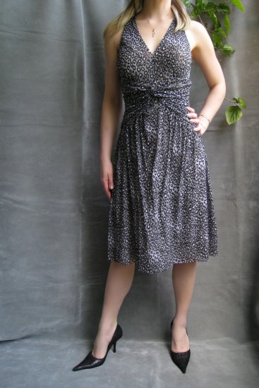 NWT$130 MICHAEL KORS Gray Leopard Print Mesh Dress M/6