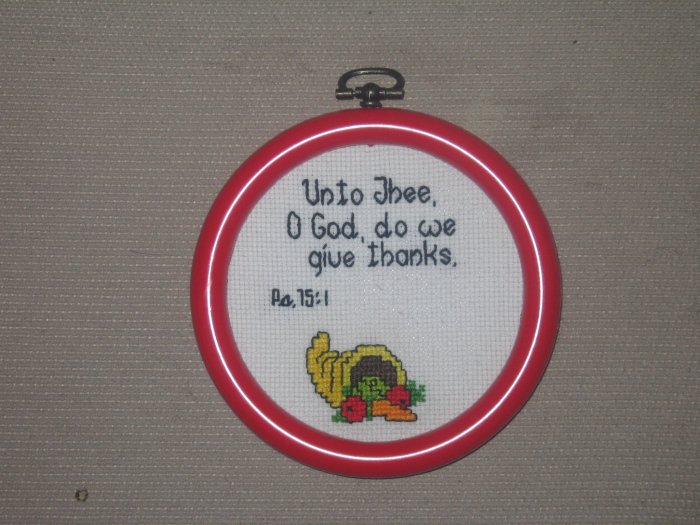 'Psalms 75:1' Finished, Framed XStitch-Hangable,Round