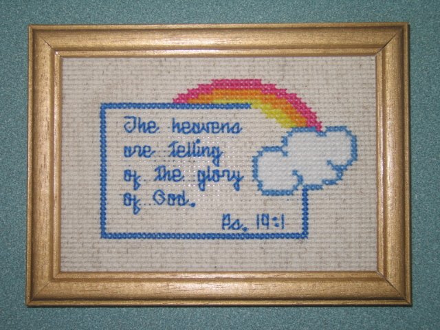 'Psalms 19:1' Finished, Framed Cross Stitch-Hangable