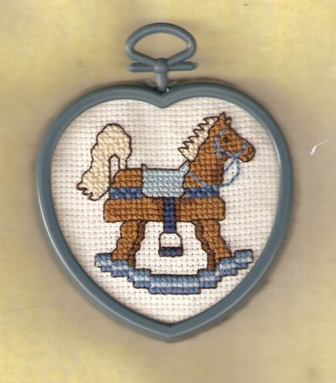 'Rocking Horse' Framed-Mini Cross Stitch-Completed