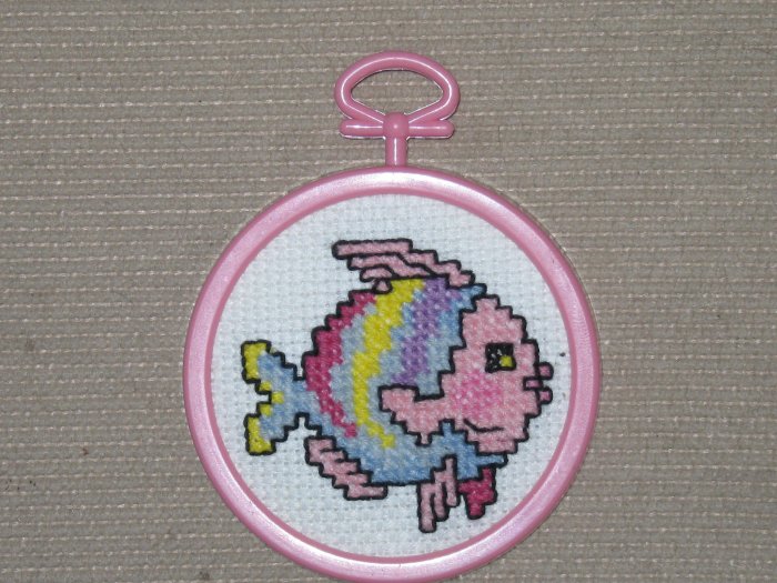 'Fishy' Completed- Framed-Mini XStitch