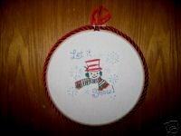 'LET IT SNOW' Completed, Framed Cross Stitch, Round