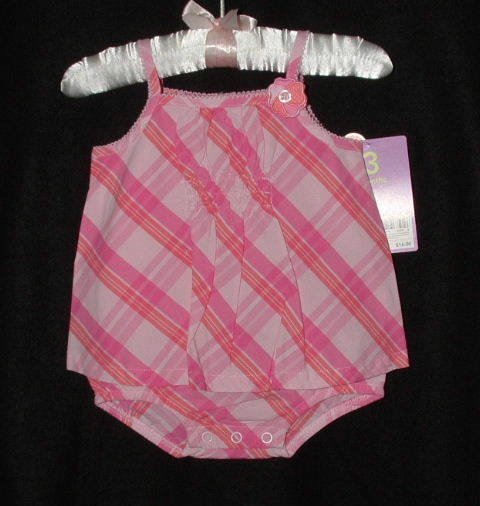 Girls Summer Cotton Romper Sunsuit 3-6 mo Carter's NWT Pink Plaid
