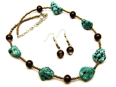 Genuine Turq. Necklace/Earrings Set