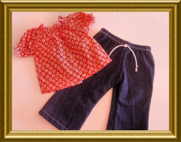 New Doll Clothing - Floral Peasant Top and Jeans for American Girl Doll