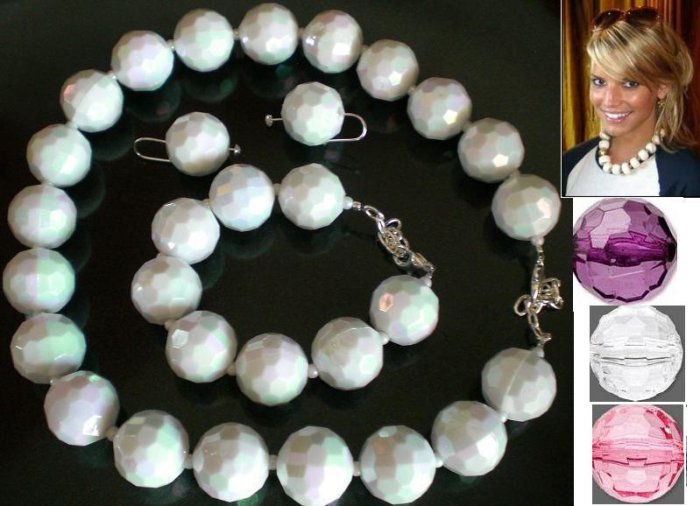 Hollywood Style Funky Chunky Round Choker Necklace, Bracelet and Earring Jewelry Set