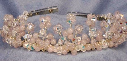 Felicity Couture Tiara in Rose Quartz by Elizabeth Claire