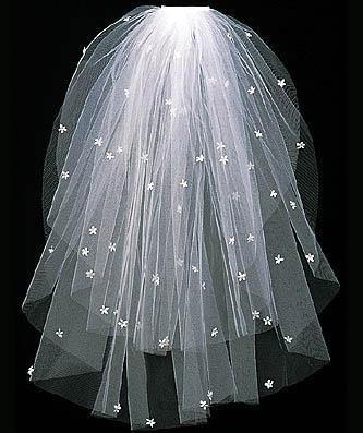 Bridal Veil with Embroidered Scattered Daisies