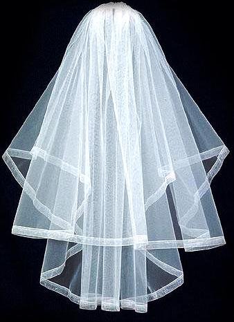 Organza Ribbon Edge 2 Tier Waist Length Veil
