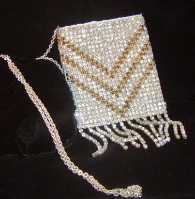 Silver and Gold Crystal Purse with Crystal Fringe