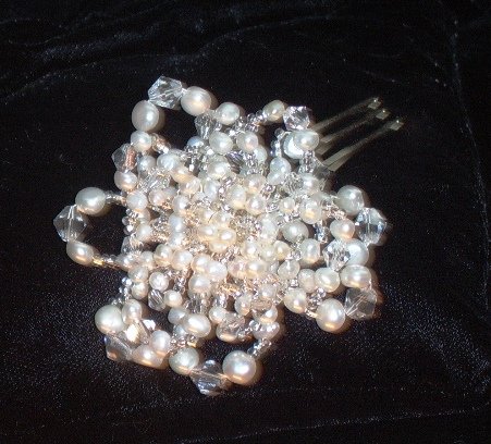 Fiona Large Freshwater Pearl, Seed Bead & Crystal Comb