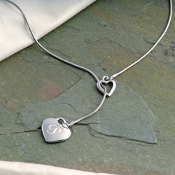 Personalized Double Heart Lariat