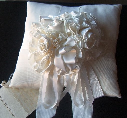 Kay Bingham Classic White Moire Bridal Pillow