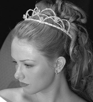 Kristina Eaton 2 Tier Pearl & Crystal Tiara w/ Lt. Blue Crystal Accents