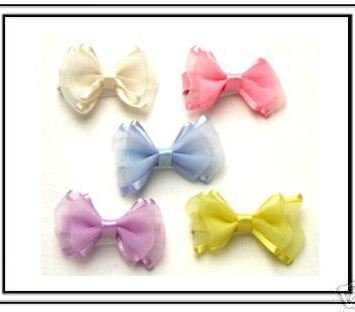 Boxed Set of Baby Organza & Satin Hair Bows on Velcro