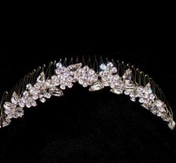 Perfect Pear Cubic Zirconia & Swarovski Crystal Comb set in Non-tarnishing Silver