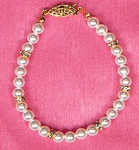 Pearl & Crystal Rondell Bracelet in Gold or Silver