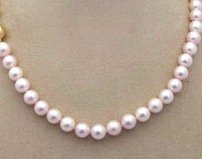 Classic Glass Pearl Hand-knotted 18" Necklace with Gold Clasp