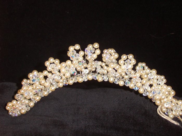 Caelyn Swarovski Pearl & Crystal Comb style Tiara by Kristina Eaton