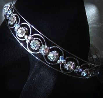 Caroline's Circles Band/Tiara in Silver and Aurora Borealis Crystal