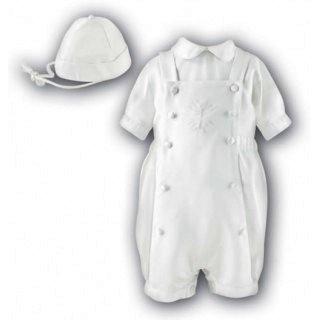 Sarah Louise Boys Christening 3 Piece Outfit with Embroidered Cross