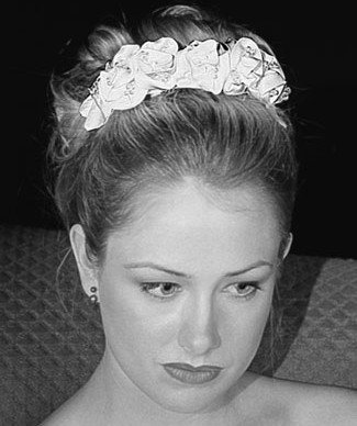 Kristina's Rolled Rose Italian Silk Satin Headpiece with Swarovski Crystals