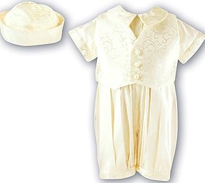 Silk Christening Ensemble for boys by Sarah Louise, UK