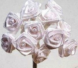 Package of 48 White Ribbon Roses for Favors and Crafts