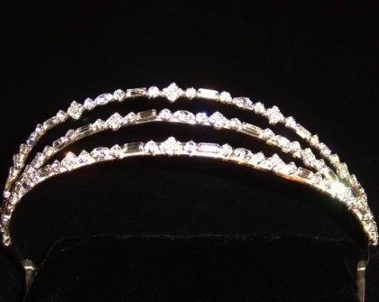 Samia Split Crystal Band Tiara of Baguette, Brilliant & Marquis Crystals set in Silver