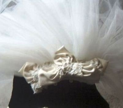 Faran Silk Satin & Lace Fabric with 3 Tier Waterfall Veil in Diamond White