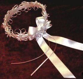 Custom Designed Satin Ribbon and Roses Flowergirl Wreath