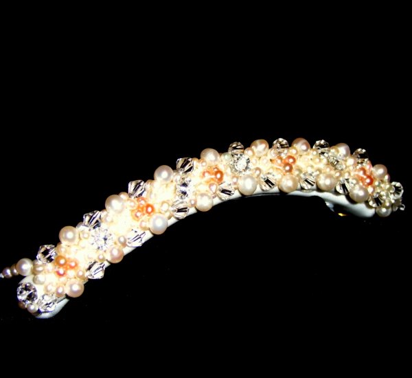Peaches and Cream Pearl & Crystal Petite Comb