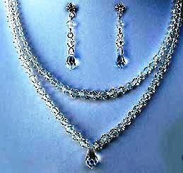 Cara's Treasure Double Strand Swarovski Crystal Necklace & Earring Set