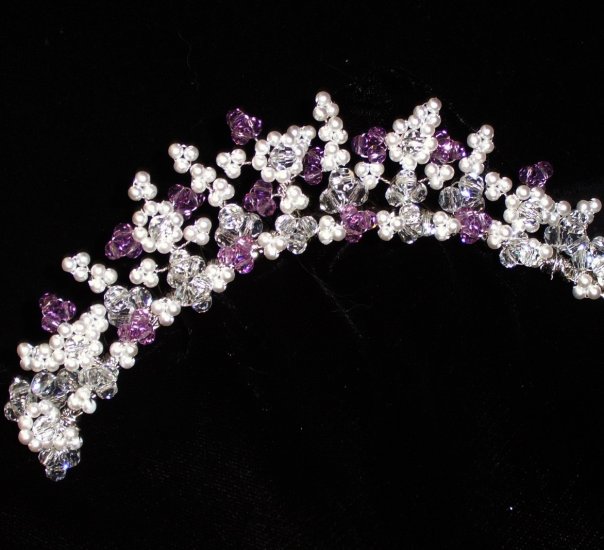 Sparkling Colours Tiara Comb with Pearls & your choice of Swarovski Crystals