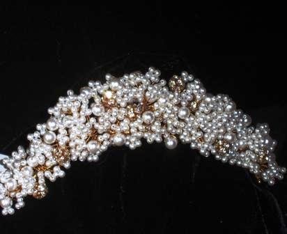 Pearls & Gold Handcrafted Tiara Comb