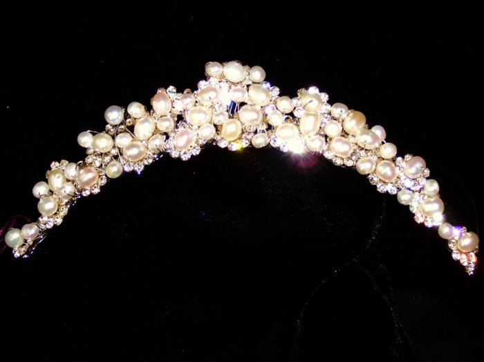 Precious Pearls freshwater pearl set in Crystal flowers Comb by Kristina Eaton