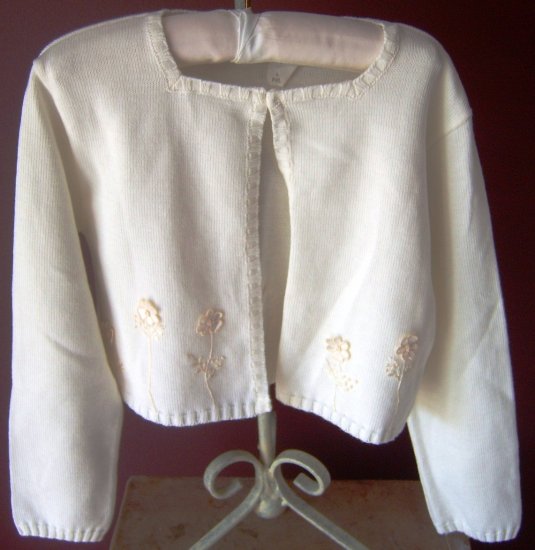 Sarah Louise Ivory Appliqued Knit Cardigan