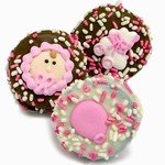1 Dozen Baby Girl Theme Chocolate Dipped Oreos, Individually wrapped.