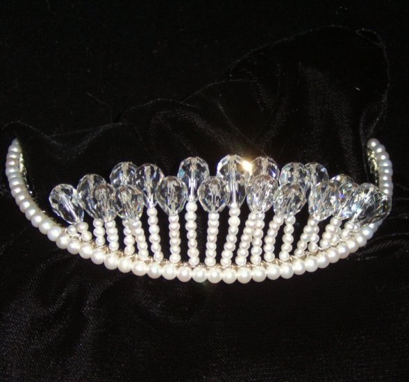 Crystal Lights Freshwater Pearl & Swarovski Crystal Tiara by Winters and Rain
