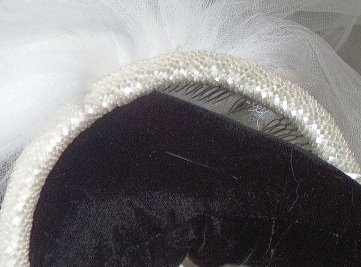 White Frosted Bugle Bead Band by Carolina Amato
