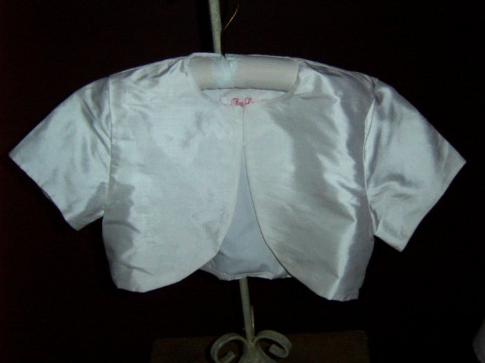 Toddler Custom Dupiioni Silk Short Sleeve Bolero Jacket in your choice of color.