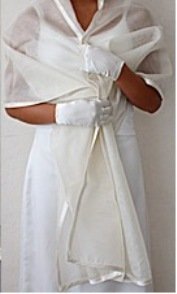 Organza Wrap with Wide Satin Trim in White, Ivory or Black or Custom colors