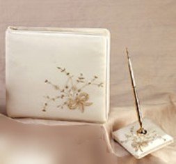 Champagne Bow Guest Book & Pen Set