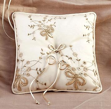 Champagne Bow Ring Bearer Pillow