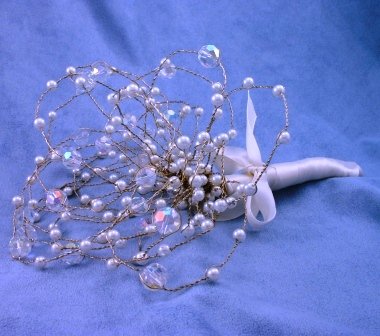 Pearl & Crystal Looped Bouquet by Elizabeth Claire