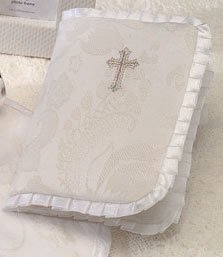 Babies Christening Keepsake Bible with Embroidered Cross