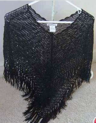 Sarah Louise Black Crochet Girl's Poncho Style 6704 with Sequins