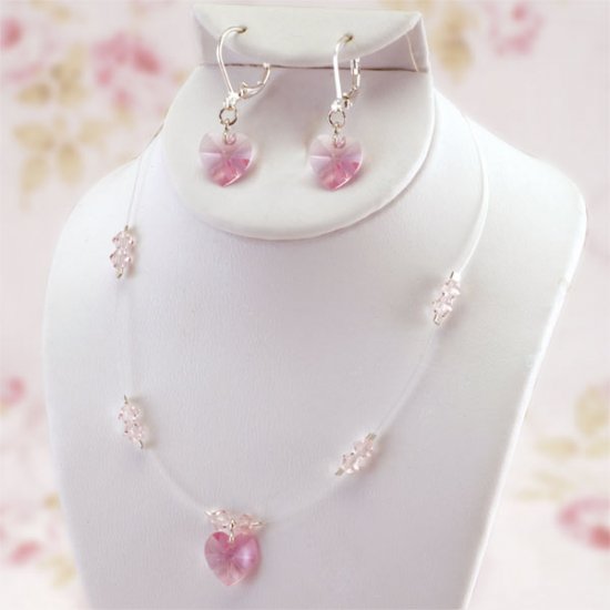 Sweet Heart Crystal Flower Girl 3 Piece Jewelry Set