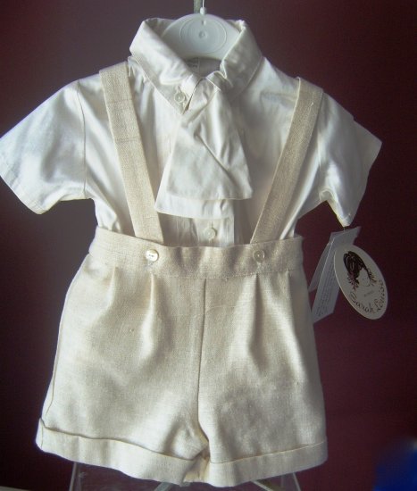 Christening/Wedding Boys Dress Silk 5 Piece Ivory & Natural Outfit by Sarah Louise