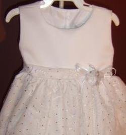 Silver Sparkle Embroidered Organza & Satin Toddler Dress